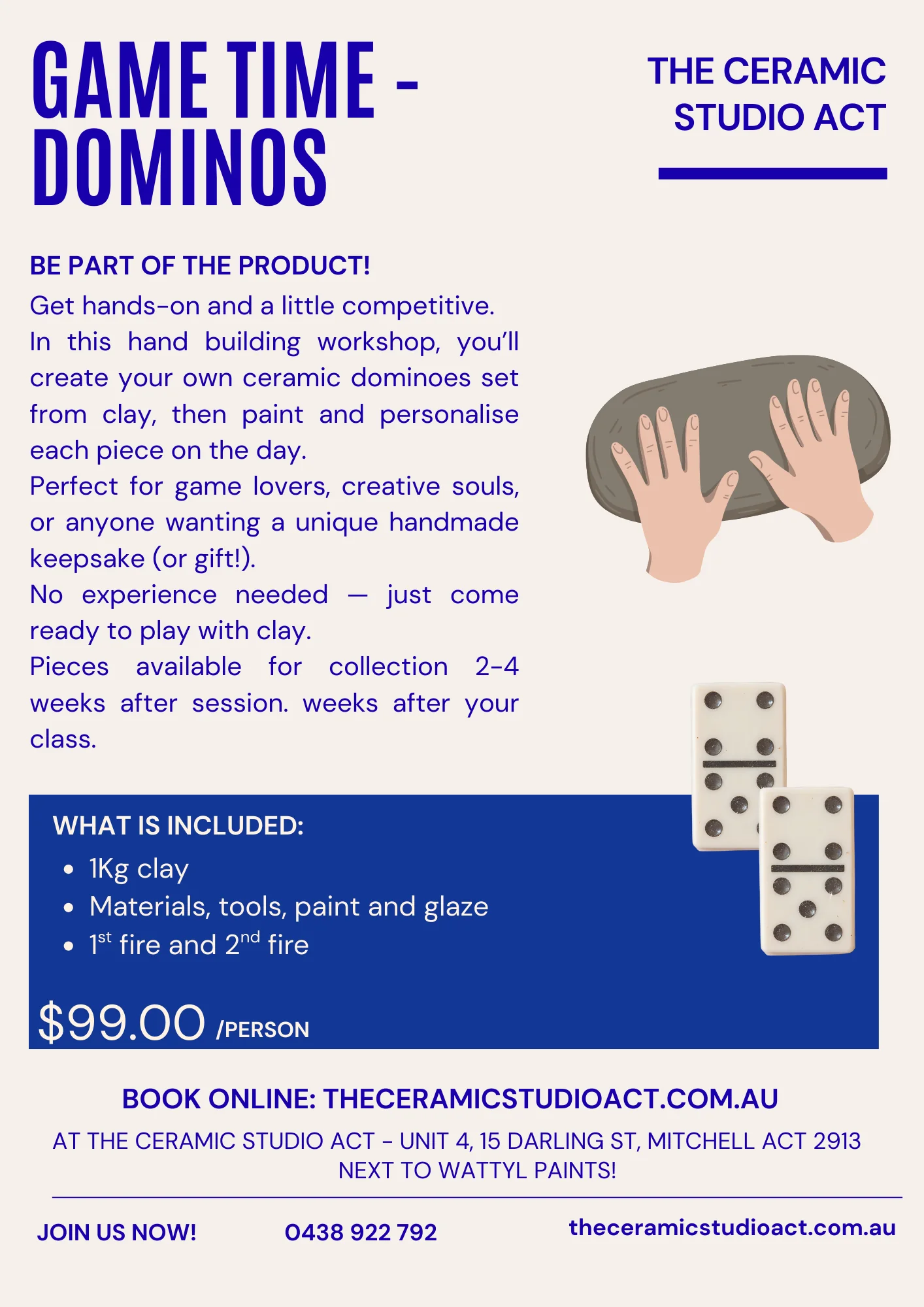 Pottery Class Information Flyer