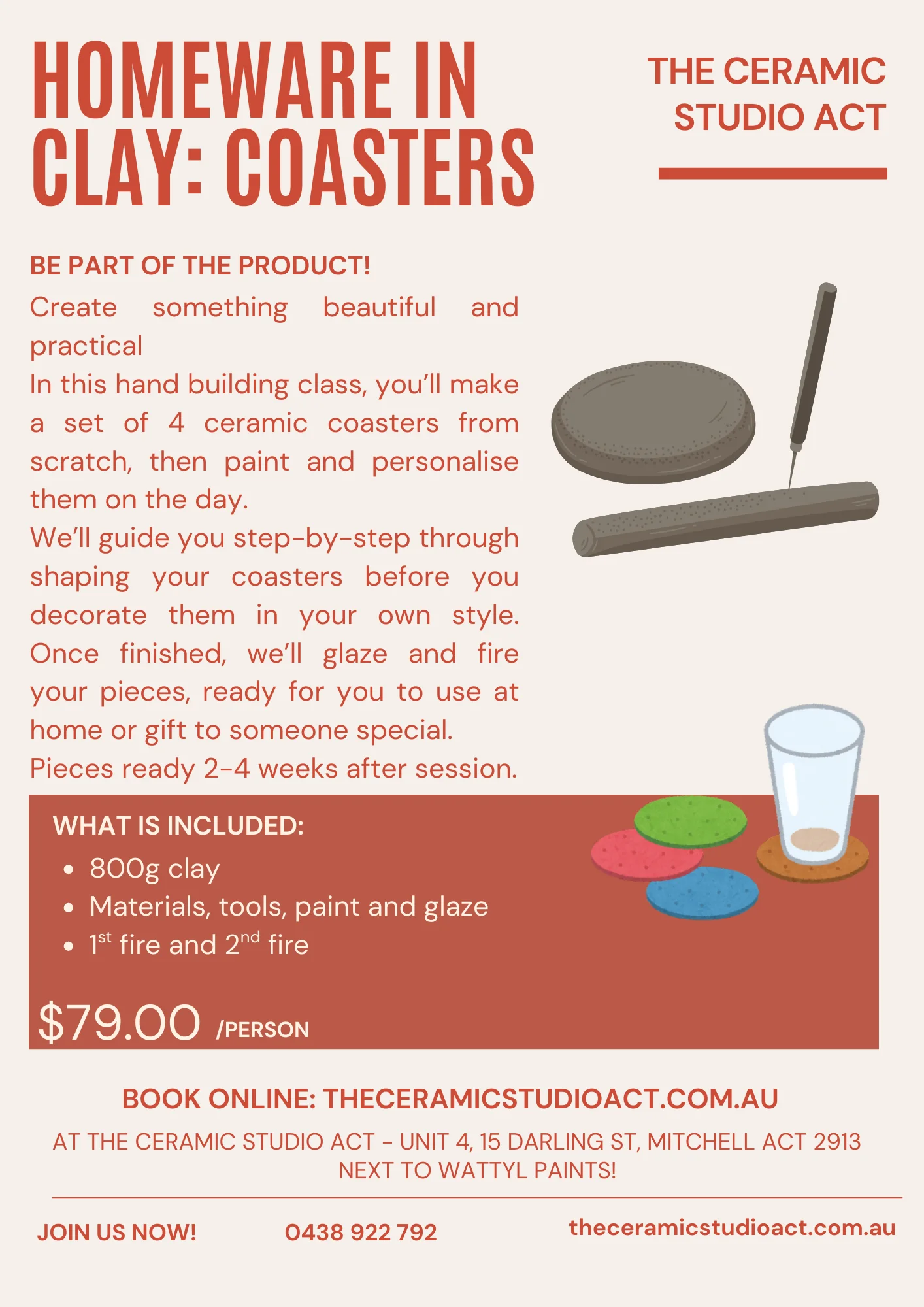 Pottery Class Information Flyer